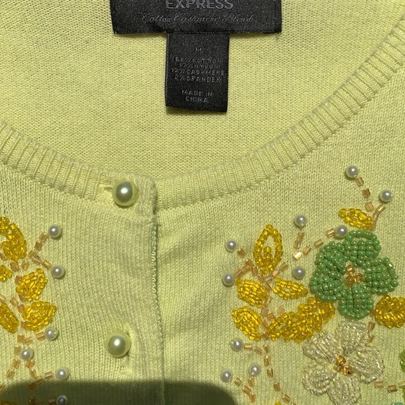 Express cashmere blend hand-beaded cardigan M - Picture 3 of 16